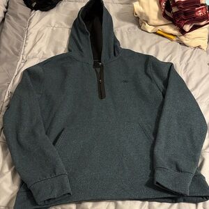 Blue Hooded Pullover with Black Accents